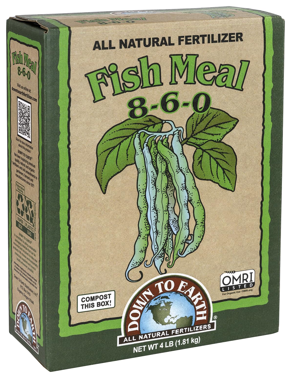 Down To Earth fish meal is OMRI-listed for organic gardens and farms.
