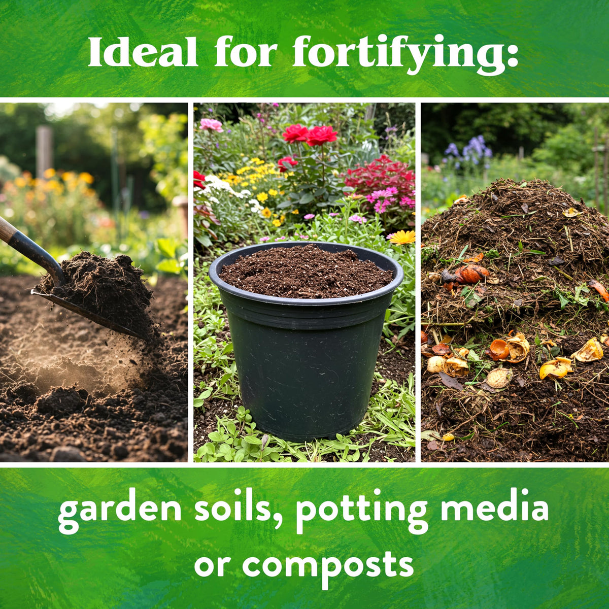 Down To Earth Greenstone Metabasalt provides iron for vibrant greens when applied seasonally.