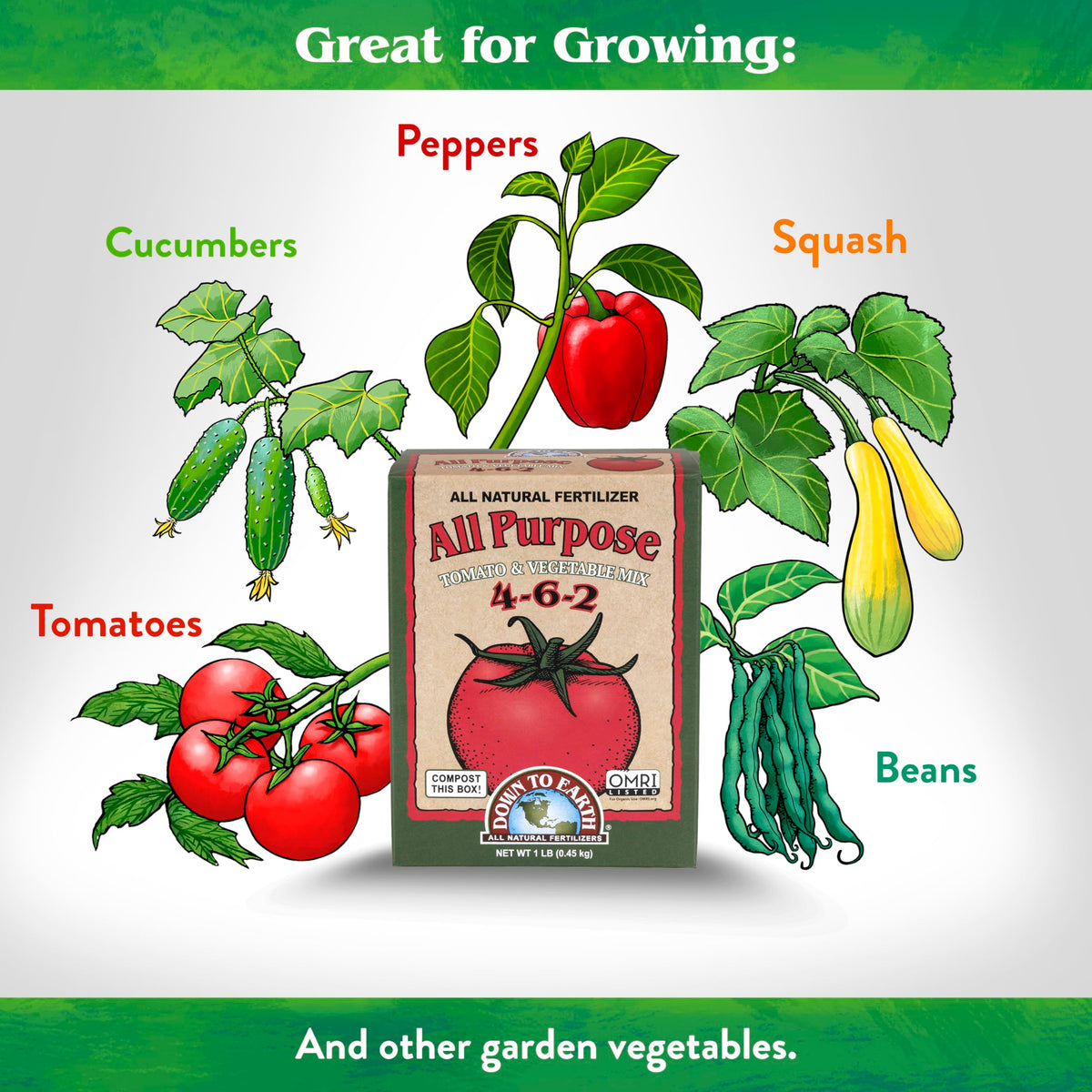 Organic ingredients close-up from Down To Earth for soil health.