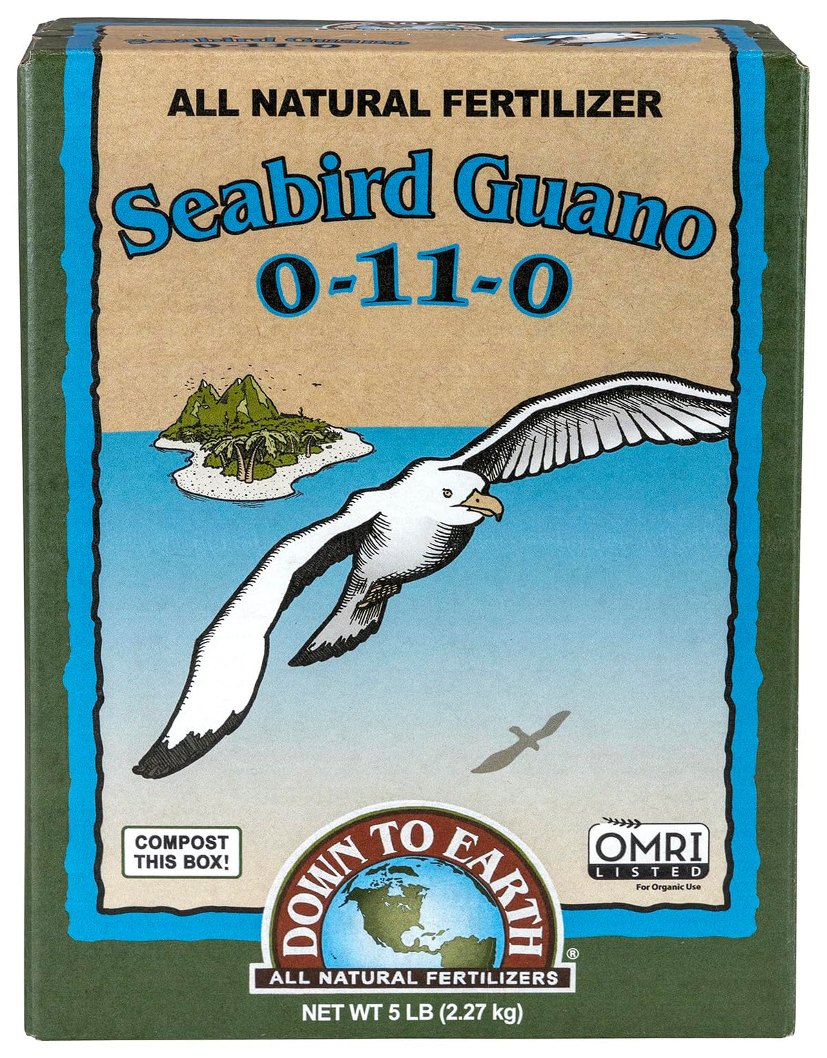 Down To Earth Seabird Guano bag ready for soil blending to boost bloom potential