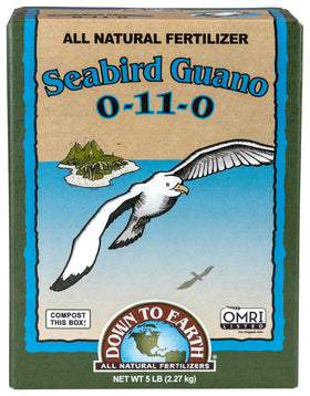 Down To Earth Seabird Guano bag ready for soil blending to boost bloom potential