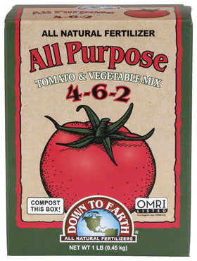 Down To Earth Tomato & Vegetable Mix bag ready for garden feeding.