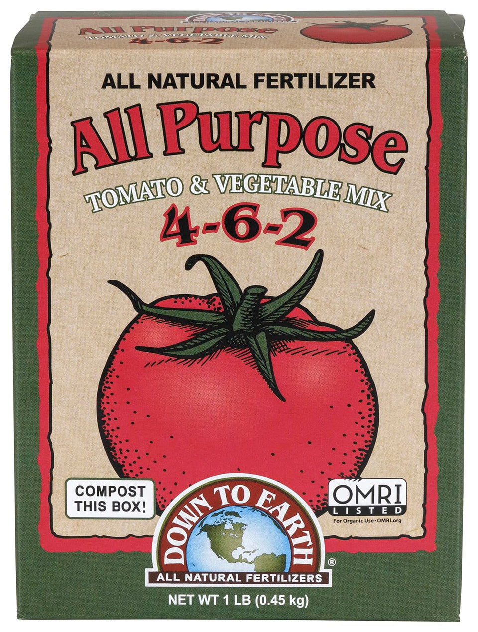 Down To Earth Tomato & Vegetable Mix bag ready for garden feeding.