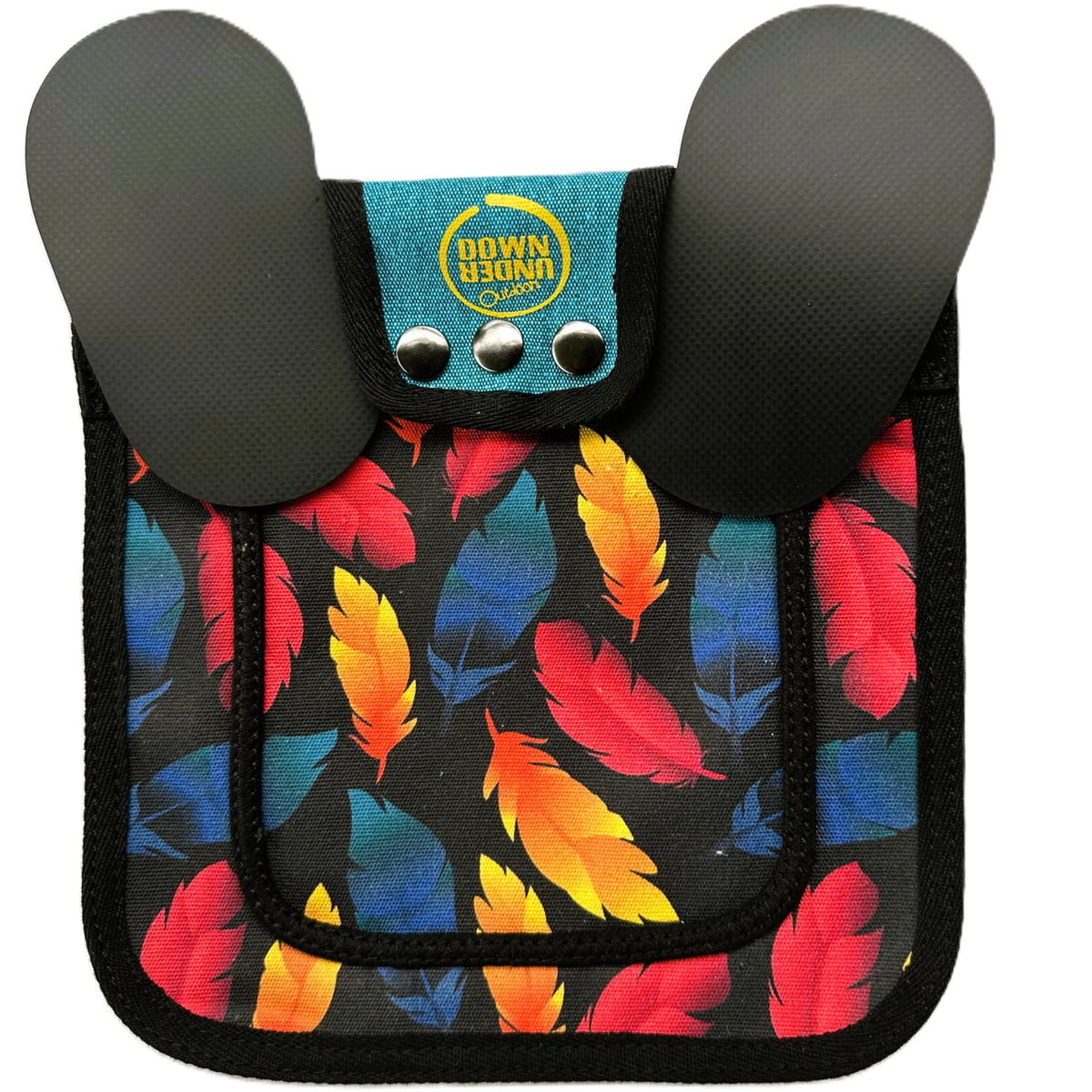 Shoulder cover shields feathers while allowing natural movement during wear.