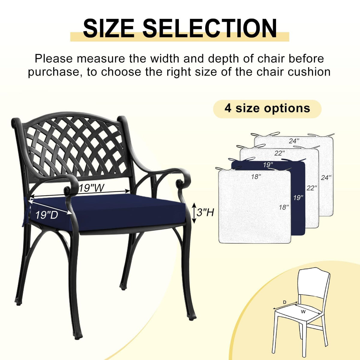 Downluxe cushion handle design facilitates carrying between seating areas.