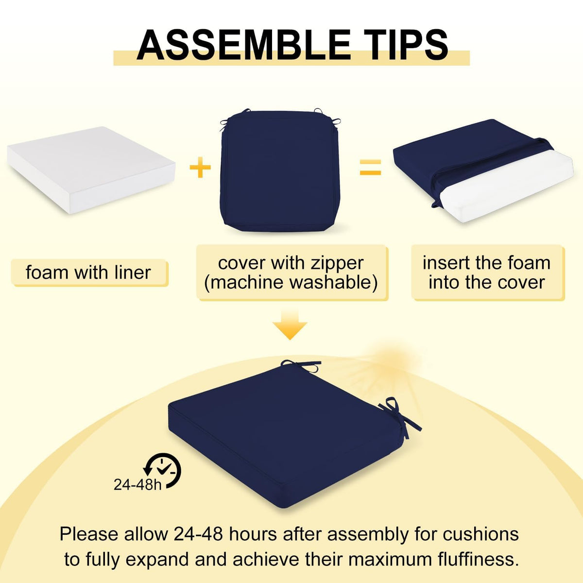 Downluxe easy-clean covers can be machine washed when needed.