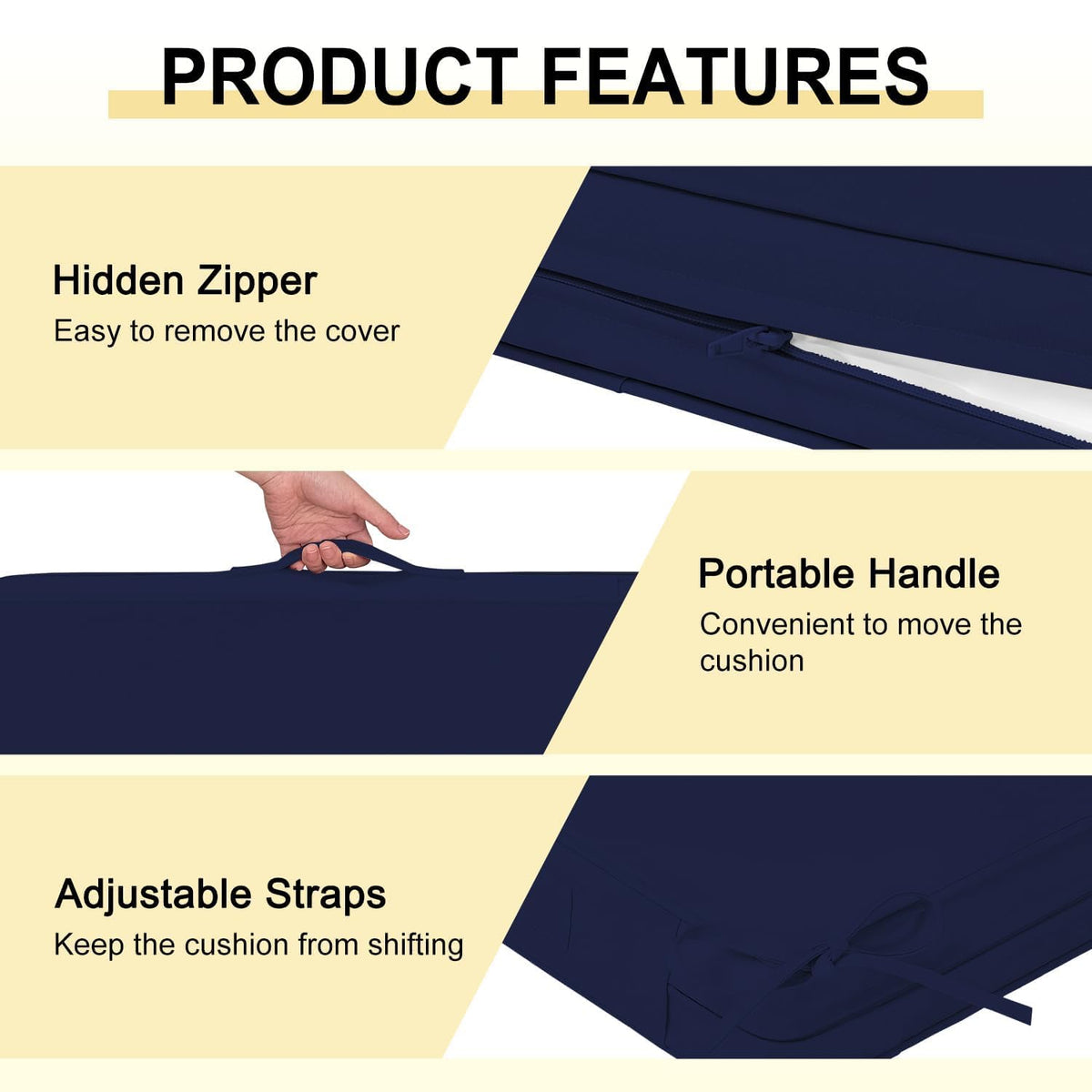 Downluxe hidden zipper enables easy removal of covers for cleaning.