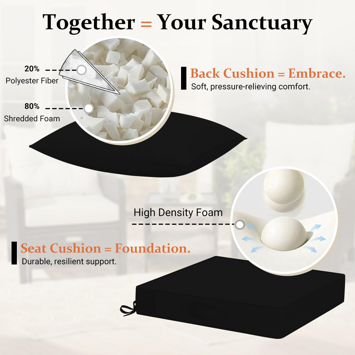 Downluxe high-resilience foam delivers responsive comfort and shape retention.