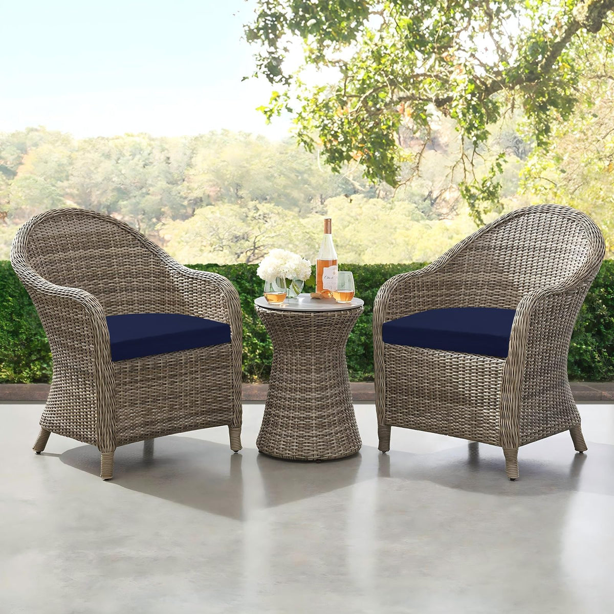 Cushions in a patio setting, easy to store when not in use
