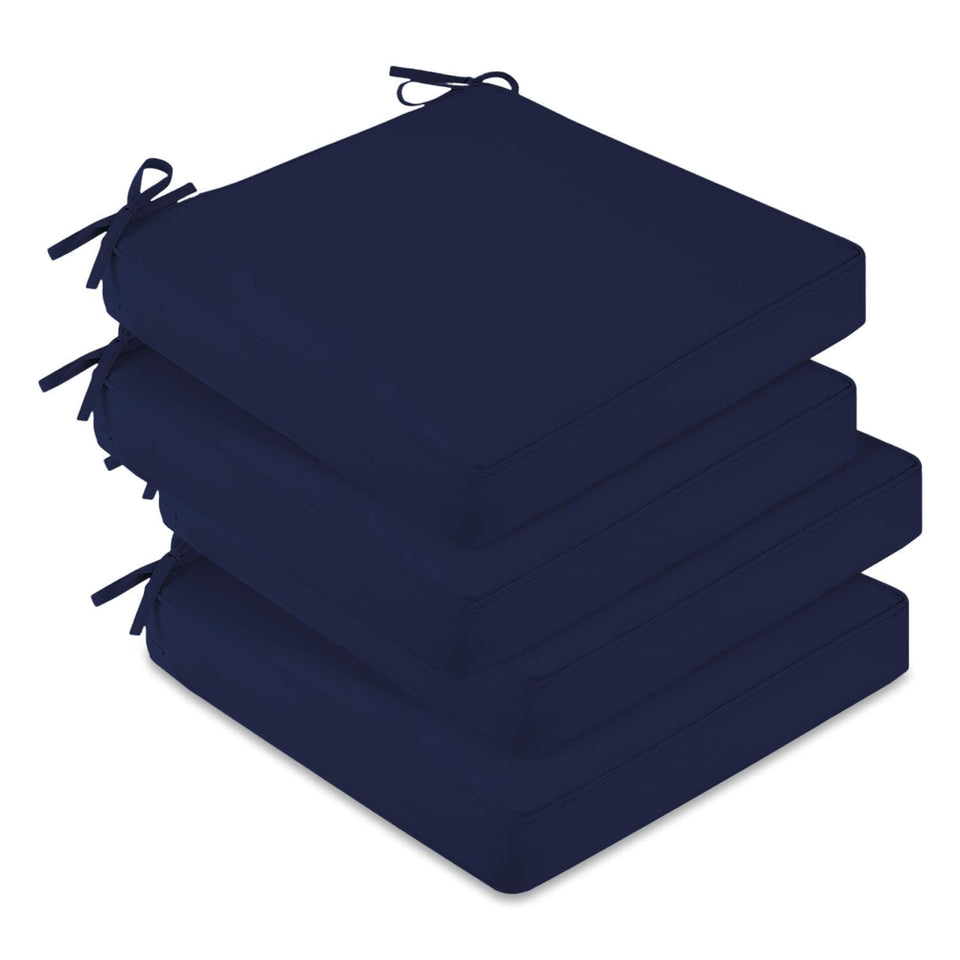 Downluxe outdoor chair cushions four-pack navy, front view for comfort and stability