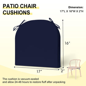 Spot-cleanable navy cushions suitable for patio use
