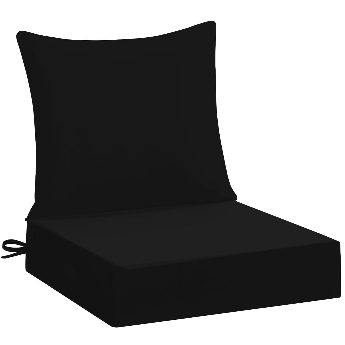 Downluxe seat cushion 24x24 provides secure fit on outdoor chairs.