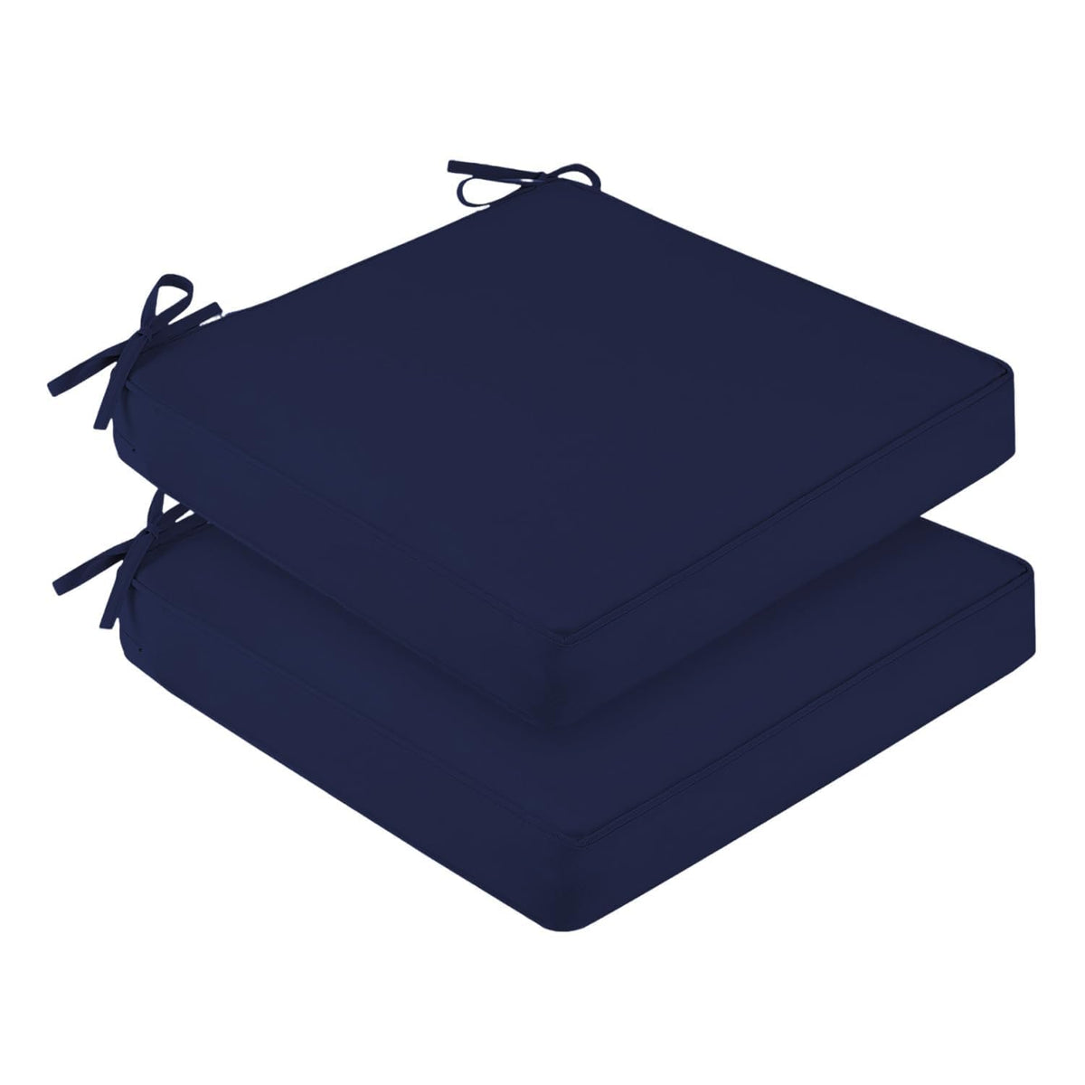 Downluxe navy outdoor chair cushions for durable outdoor use.