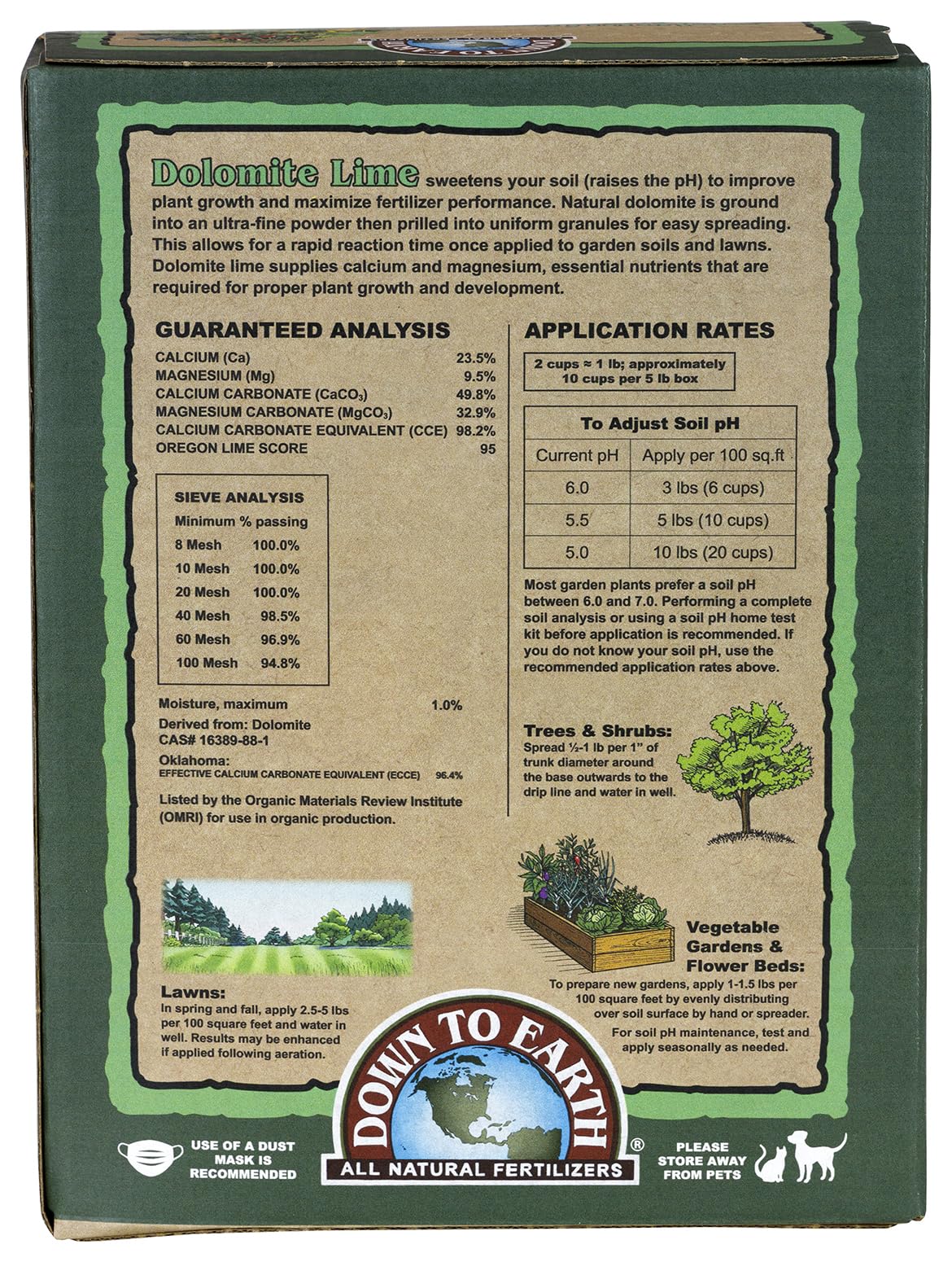 Down To Earth lime granules provide calcium and magnesium for stronger plant structure.