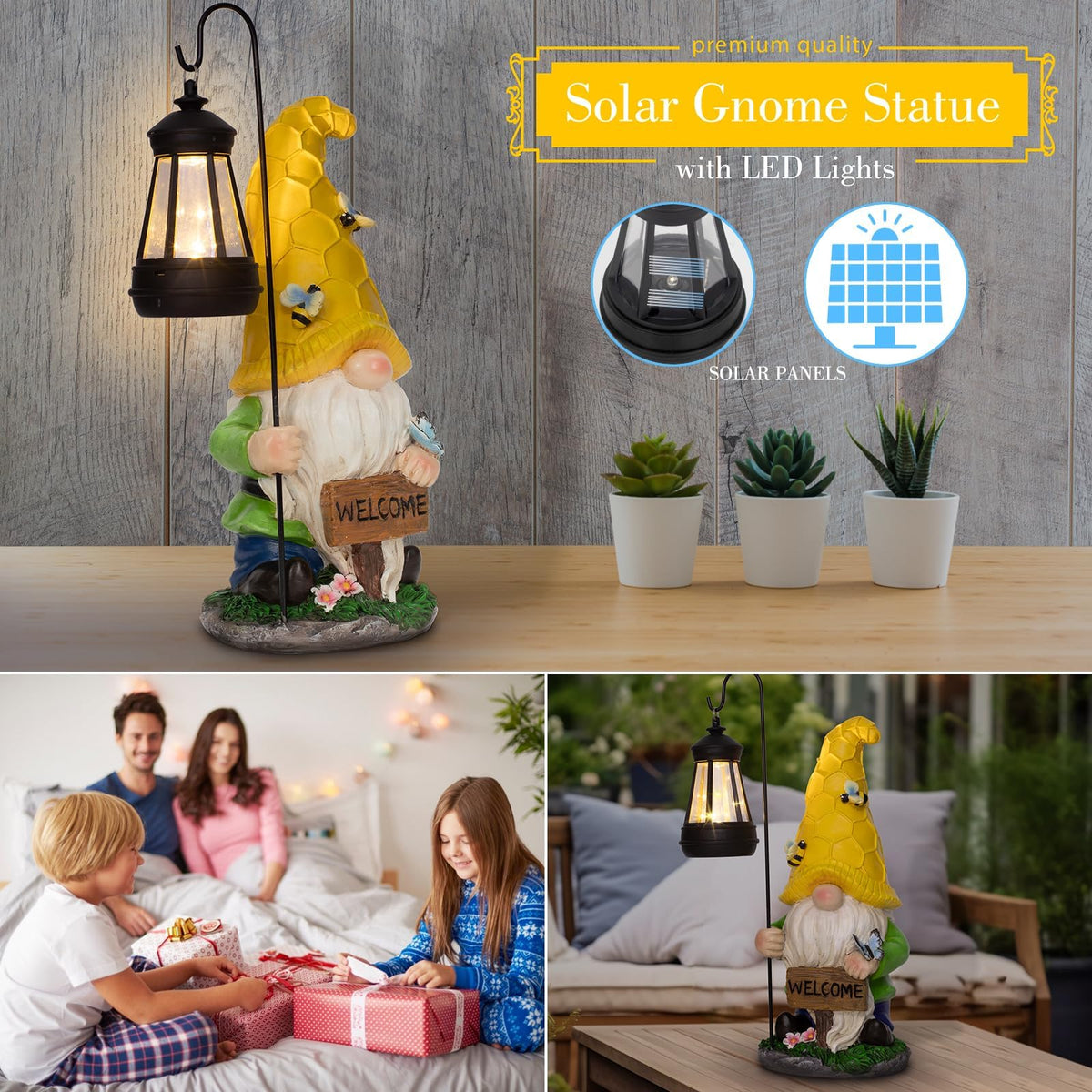 DoYouzhuo8 freestanding porch gnome fits on steps patios and tabletops.