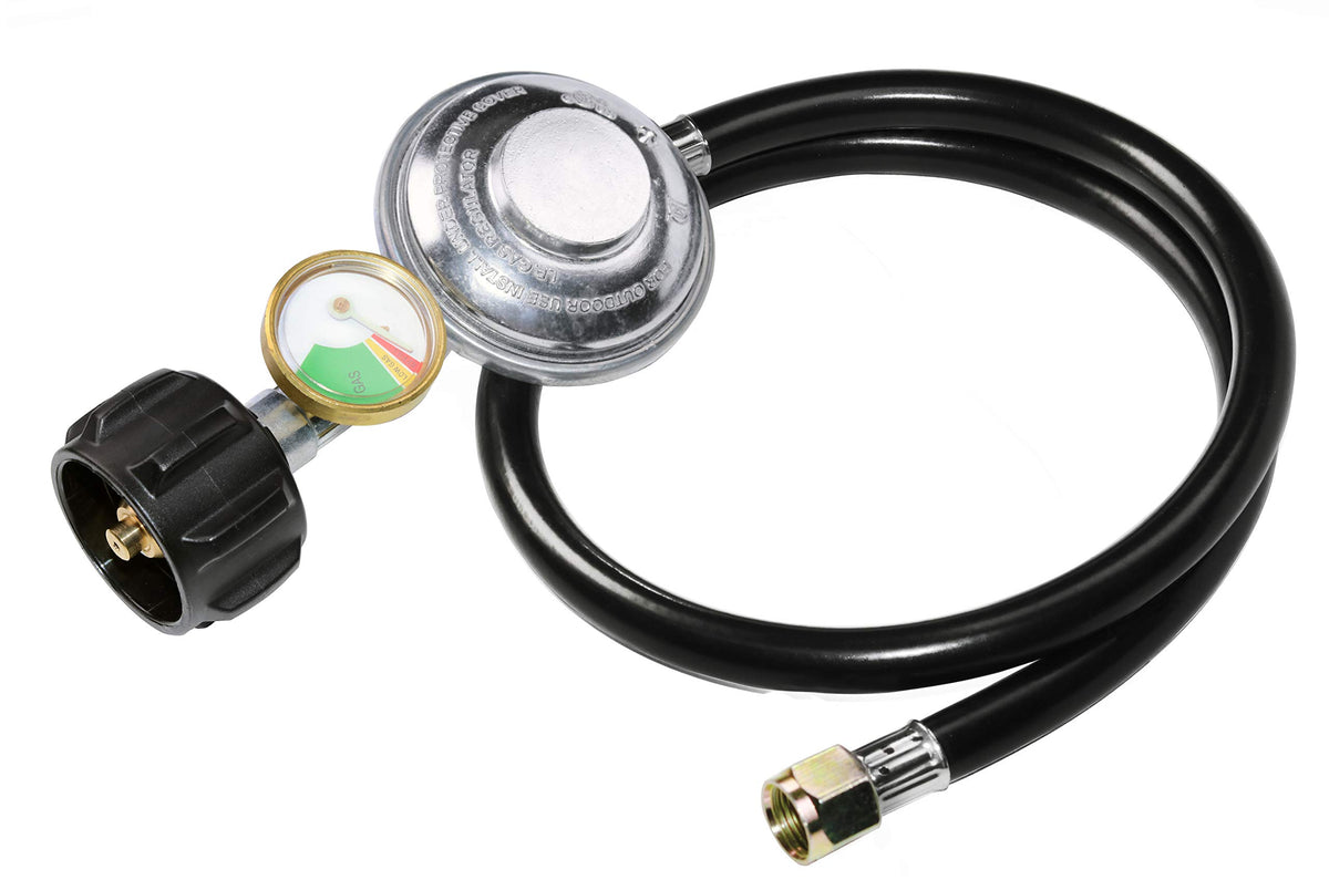 DOZYANT 3ft propane regulator hose with tank gauge for secure grilling setup