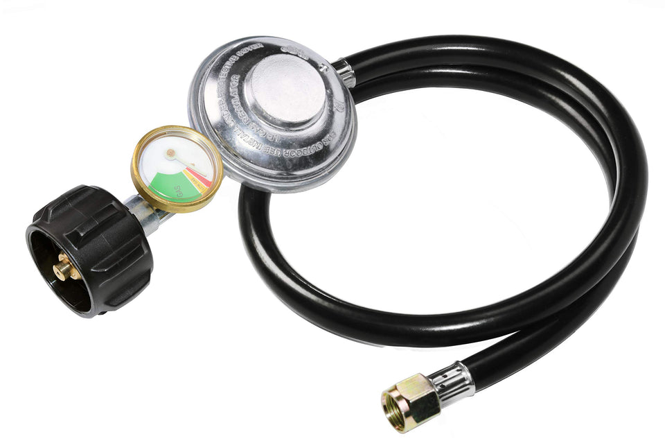DOZYANT 3ft propane regulator hose with tank gauge for secure grilling setup