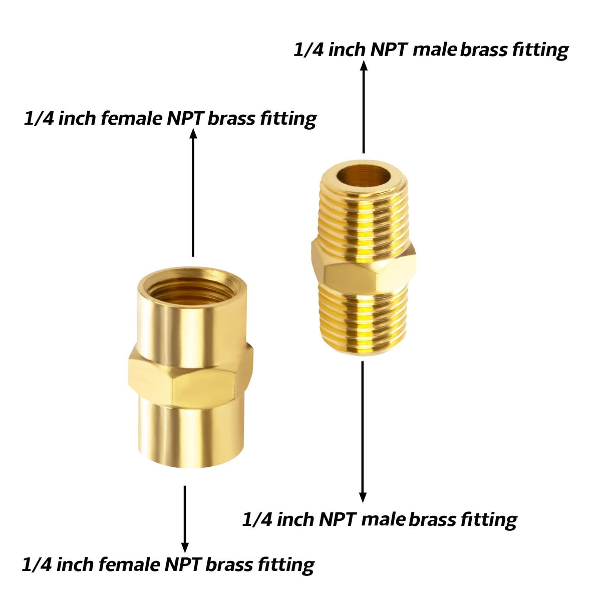 DOZYANT brass pipe coupler quarterinch for secure straight pipe extensions.