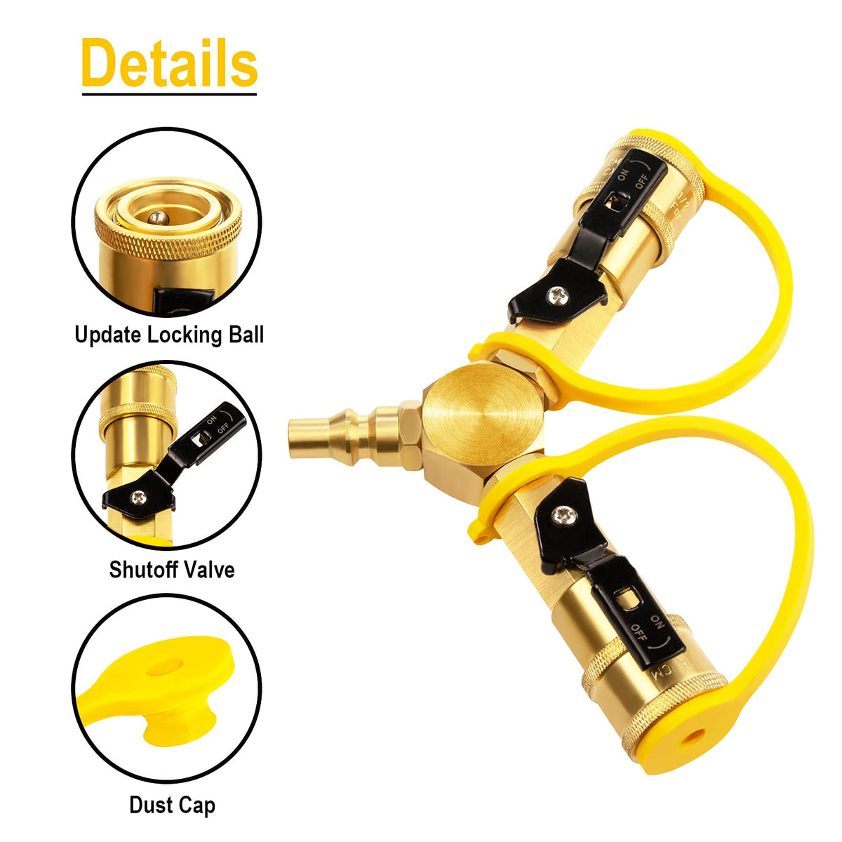 DOZYANT brass propane splitter offers durable RV performance.