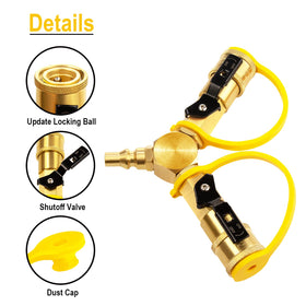 DOZYANT brass propane splitter offers durable RV performance.