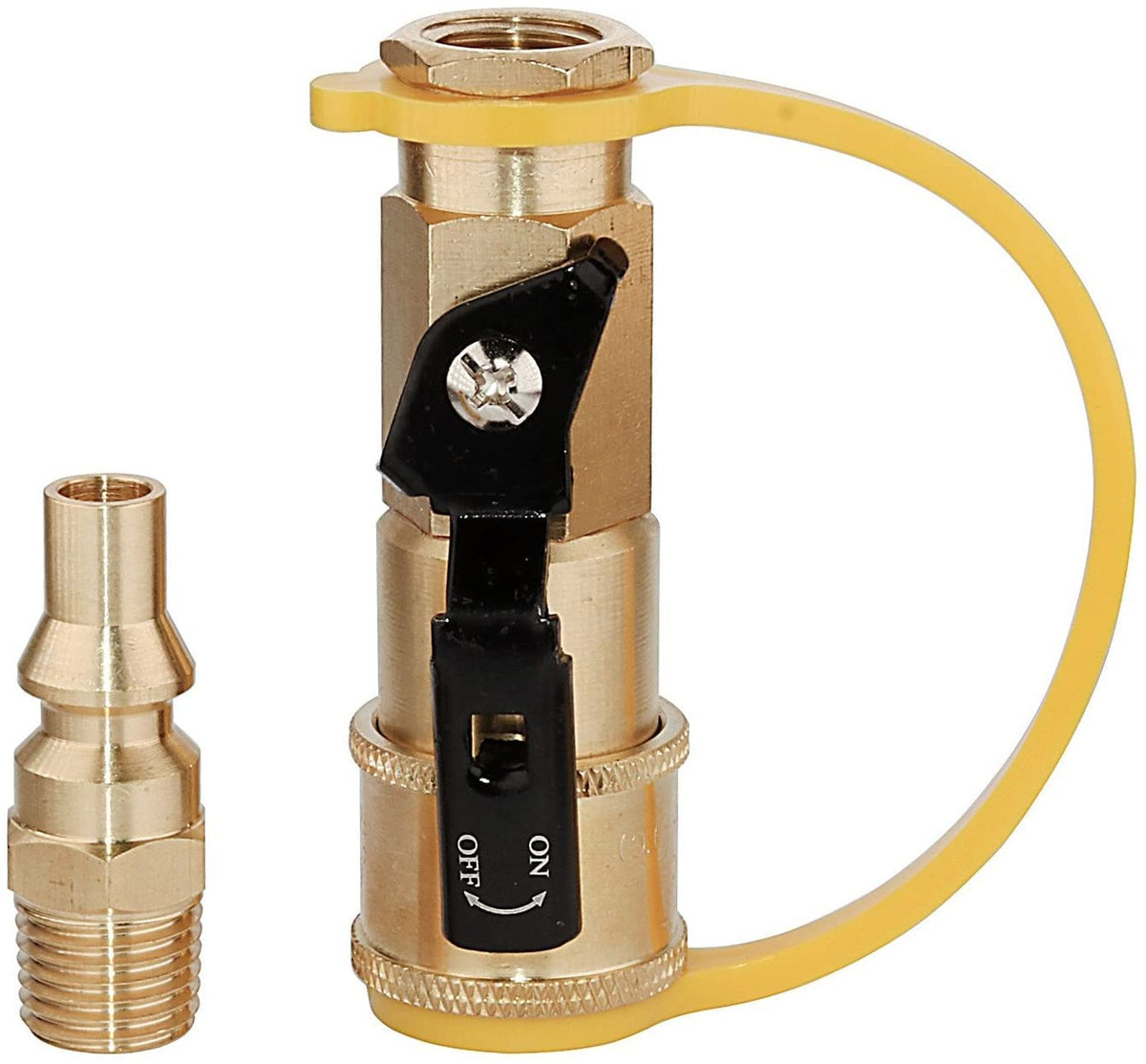 DozyAnt brass quick-connect adapter for RV propane; durable and easy to install.