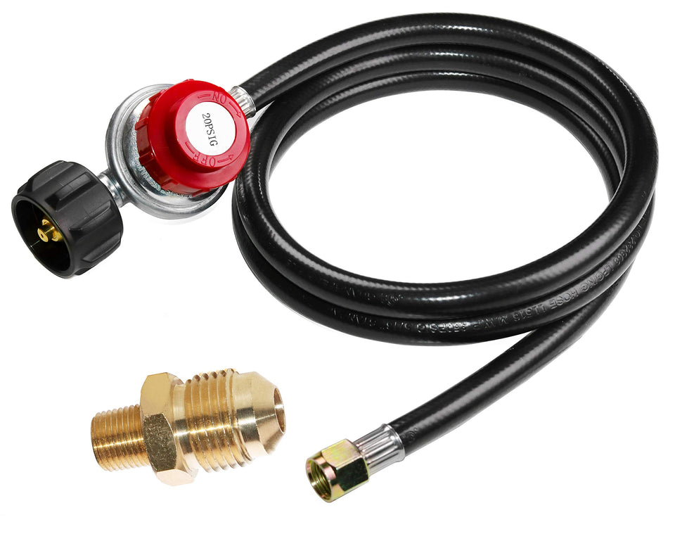 DOZYANT high pressure regulator with 5 ft hose for BBQs and grills.