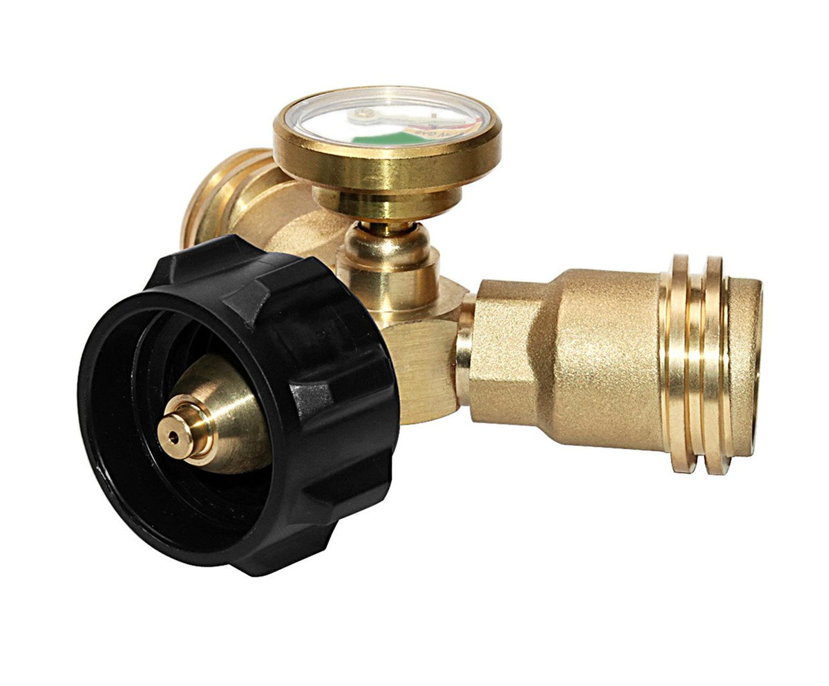 DOZYANT propane splitter color-coded dial helps monitor fuel level at a glance