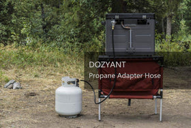 Close-up of QCC1/Type1 inlet showing compatibility with standard propane setups.