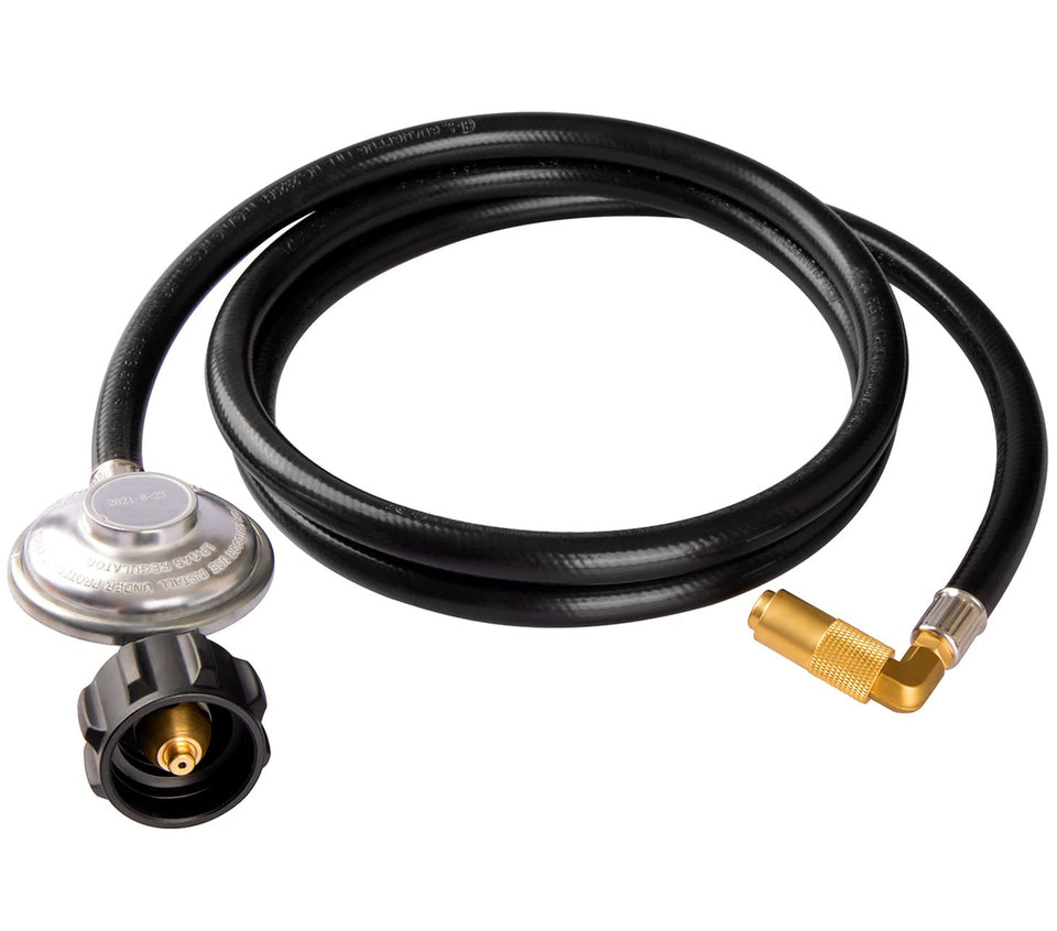 DOZYANT regulator and elbow hose assembly for safe Blackstone connection