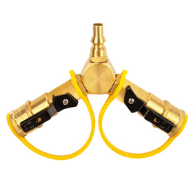 DOZYANT RV propane quick-connect Y-splitter for dual appliance connections on low-pressure lines.