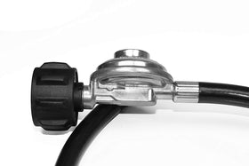 Two-foot DOZYANT propane hose offers flexible placement for outdoor cooking.