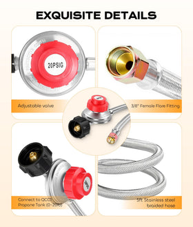 DPB adjustable regulator red valve in action for flame control