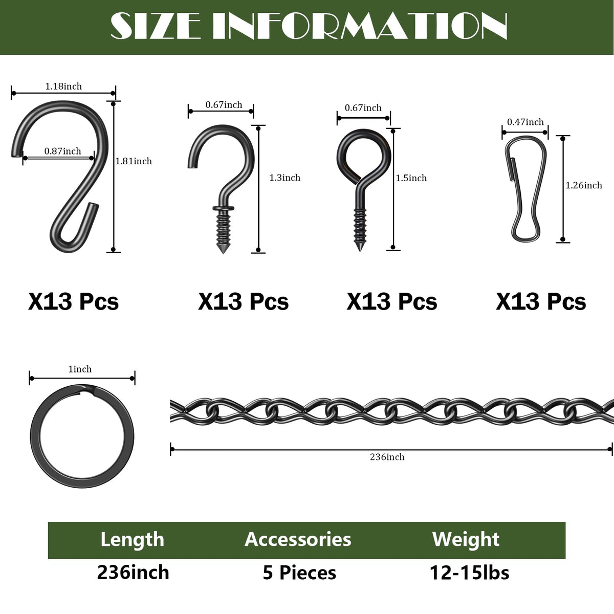 Dpyrrhic 13-hooks included for versatile hanging customization.