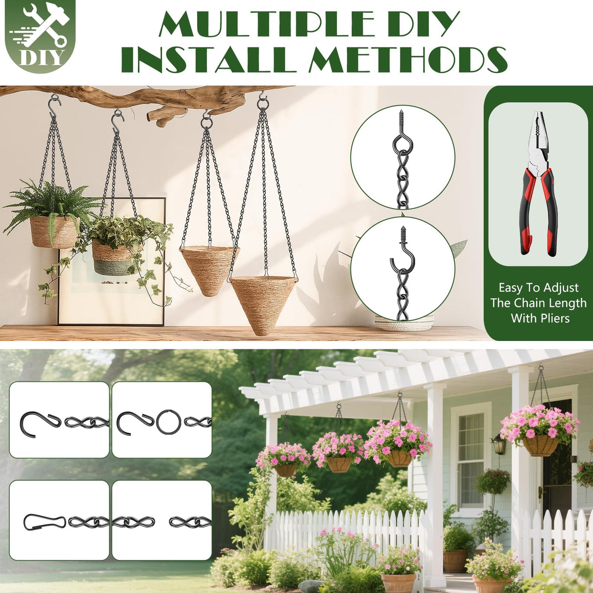 Dpyrrhic adjustable-length chain makes it easy to fit various items.