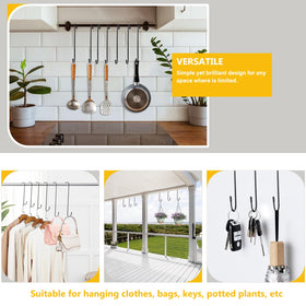 Dpyrrhic hanging hooks save space in kitchen or workshop.