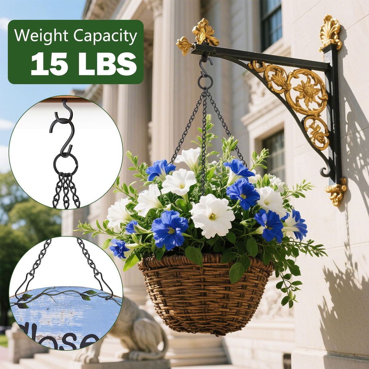 Dpyrrhic heavy-duty iron chain offers rust resistance for outdoor durability.