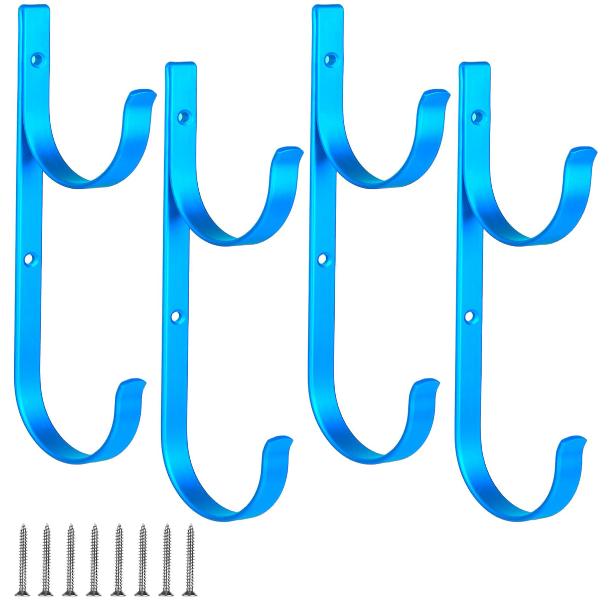 Dpyrrhic blue pool pole hanger 4-piece set keeps poles organized.