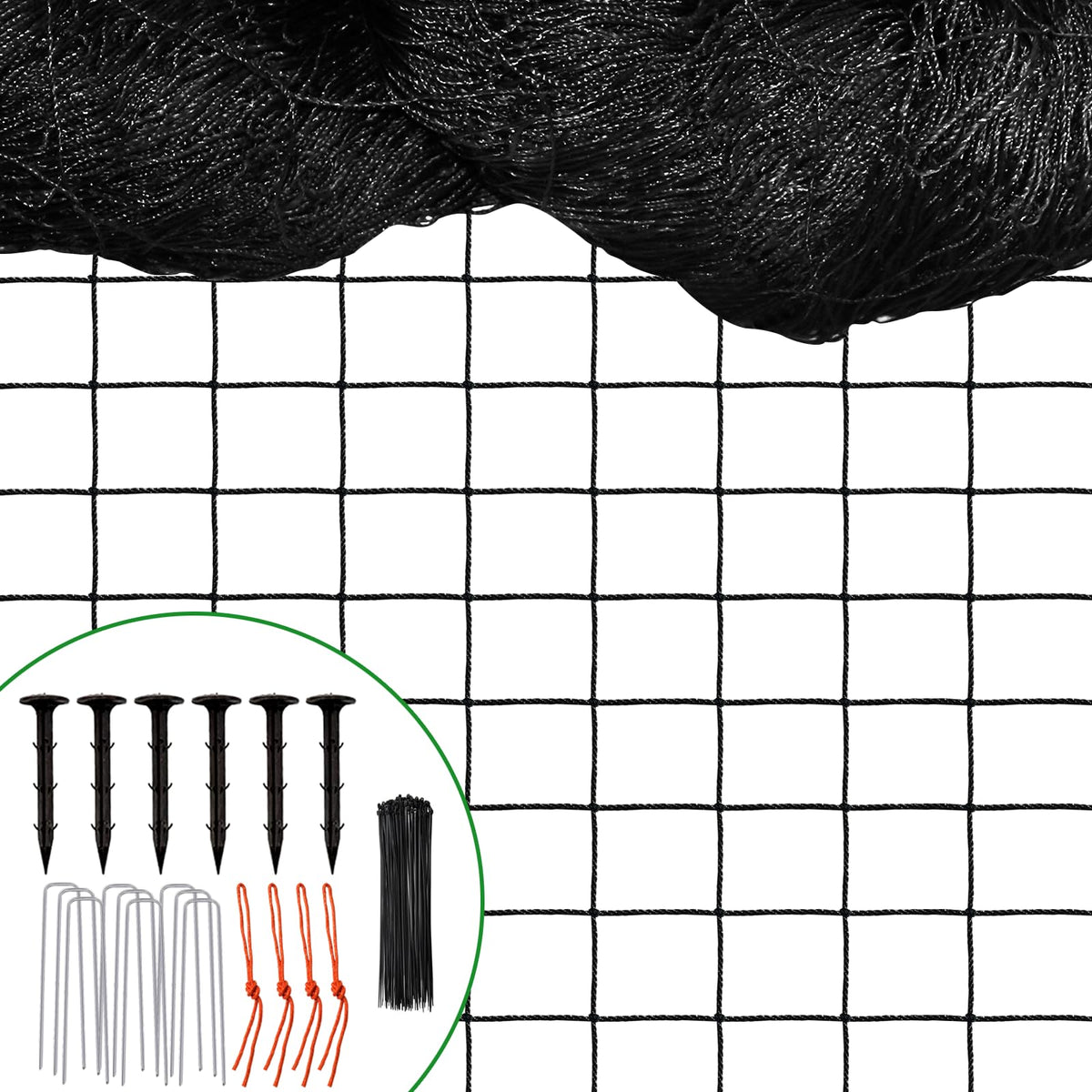 DQS Bird Net 25x50 garden netting setup protects crops from birds during installation