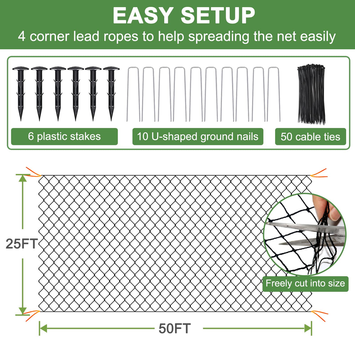 DQS Bird Net orange start point demonstrates easy setup for quick installation
