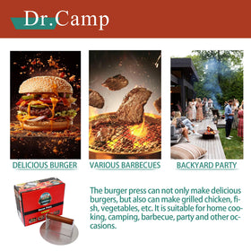Dr.Camp stainless steel press cleans easily after busy service.