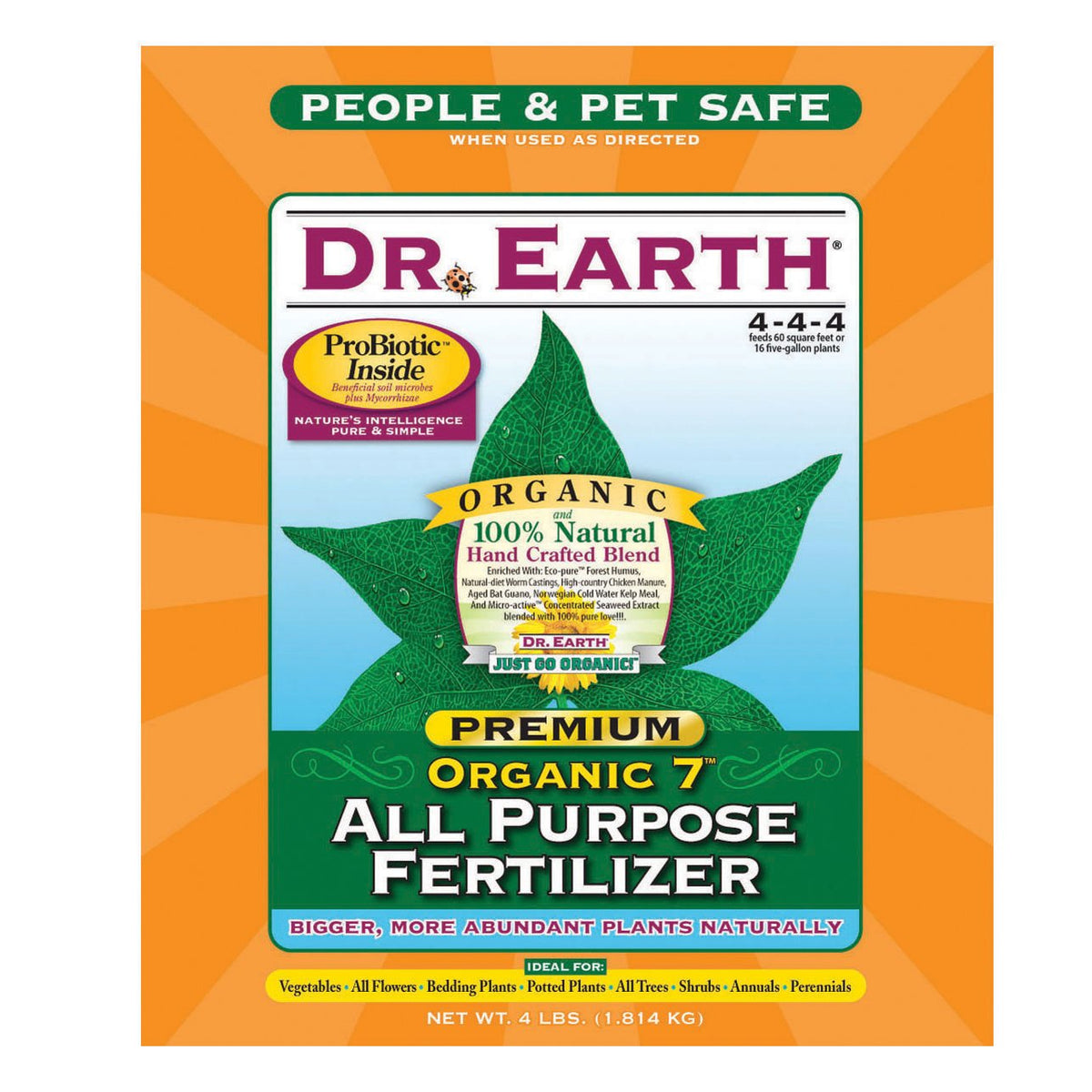 DR EARTH 706P all-purpose fertilizer in poly bag aiding steady plant nutrition for healthy blooms and growth