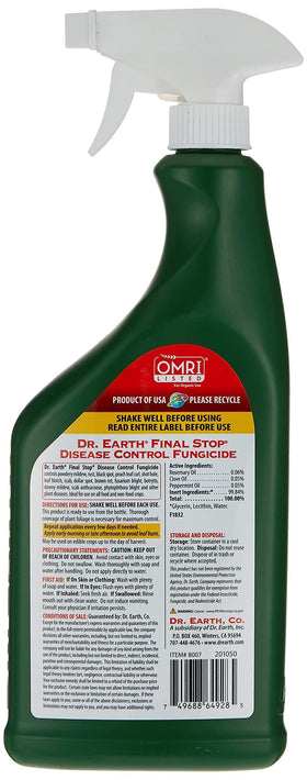 DR EARTH 8007 applied to plant canopy for ongoing protection against fungal diseases.