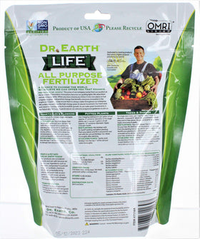 Dr. Earth Minis Life fertilizer pour-ready bag supports even feeding