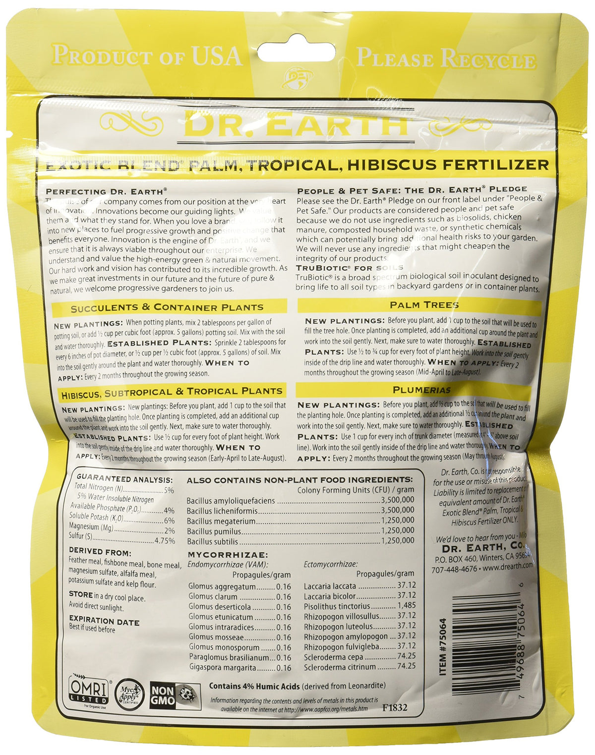 Dr. Earth Exotic Blend used on potted tropical plants supports healthy blooms