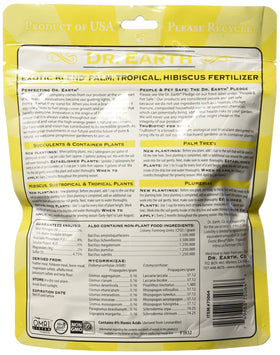 Dr. Earth Exotic Blend used on potted tropical plants supports healthy blooms
