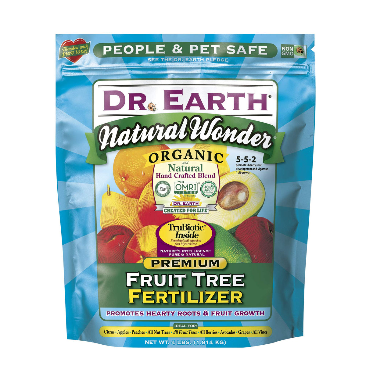 Dr. Earth Natural Wonder Fruit Tree Fertilizer bag for organic feeding of fruit trees and vines.
