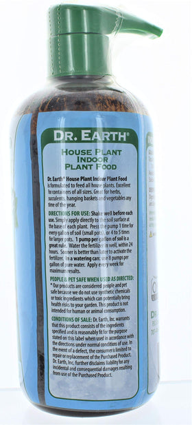 Dr. Earth Pump and Grow two-pumps application to a potted plant.
