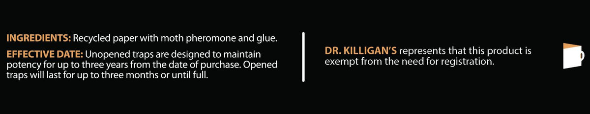 Dr. Killigan's 6-pack packaging conveys value and ongoing moth control