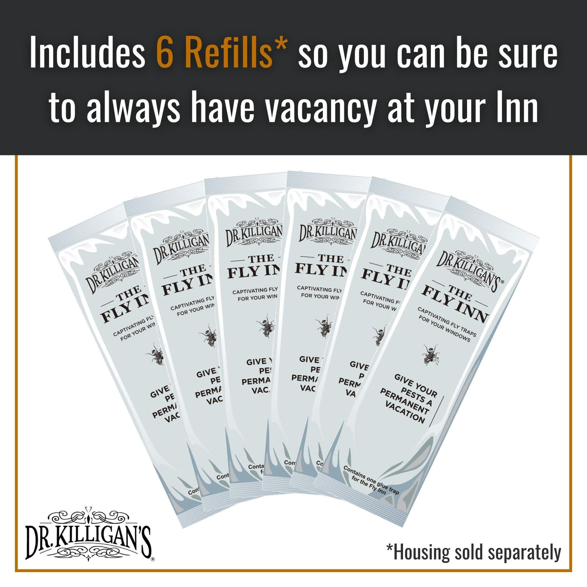 Dr. Killigan's Fly Inn replacement inserts, six-pack, for easy window use