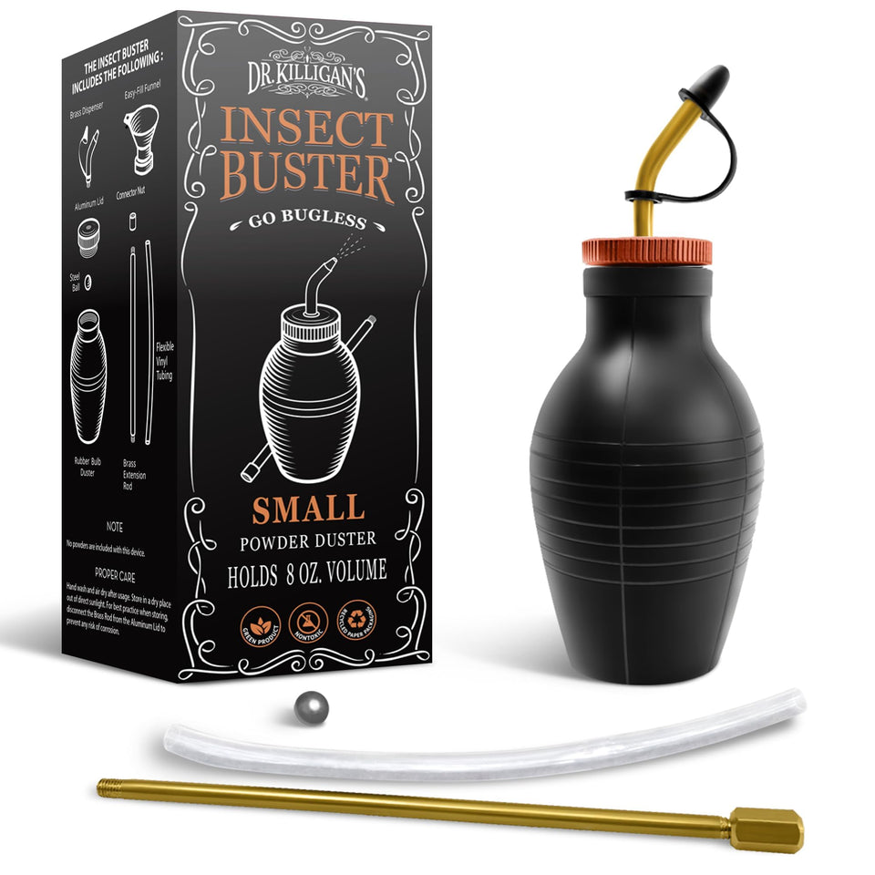 Dr. Killigan's Insect Buster 8oz bulb duster for precise powder application in tight spaces.